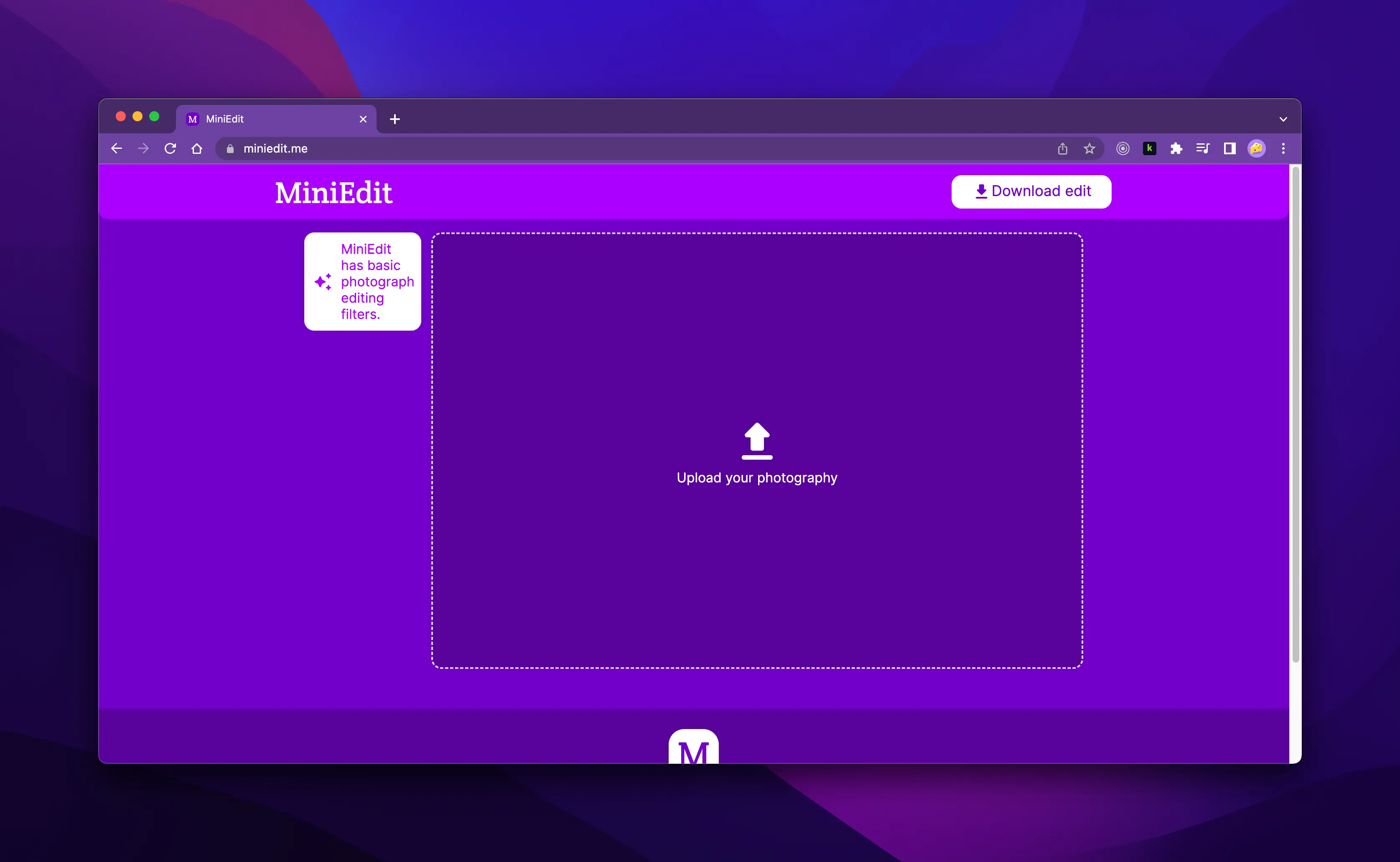 Landing page of MiniEdit