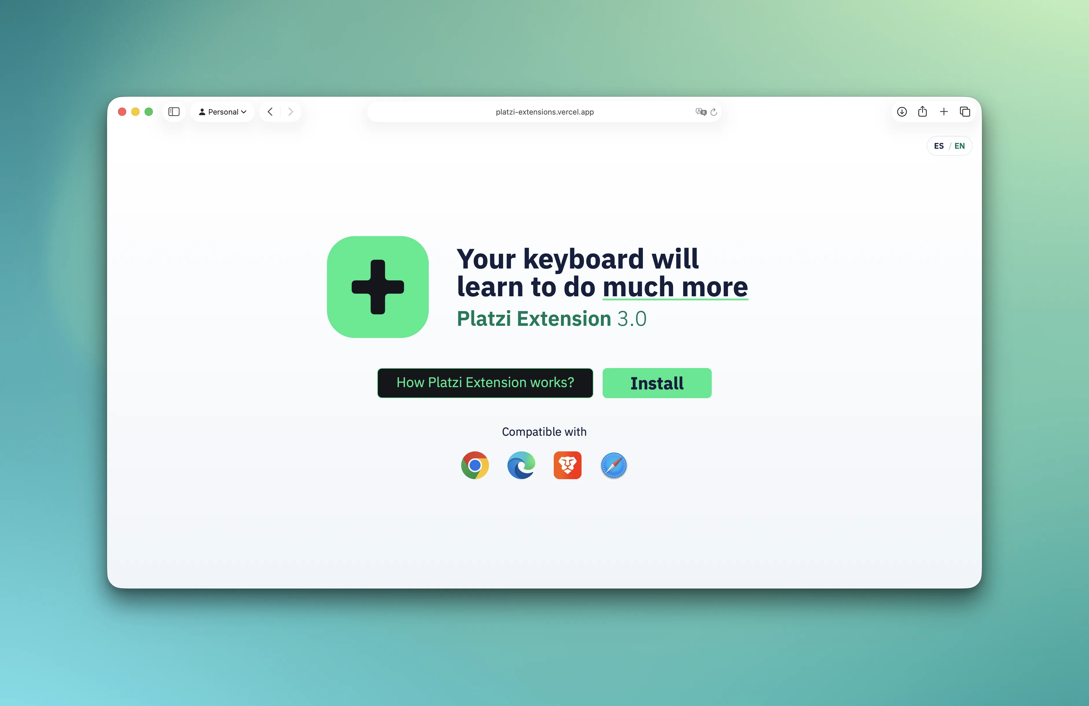 Landing page of Platzi Extensions